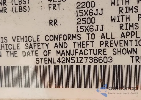 2001 Toyota Tacoma из США, поврежденный, VIN 5TENL42N51Z738603